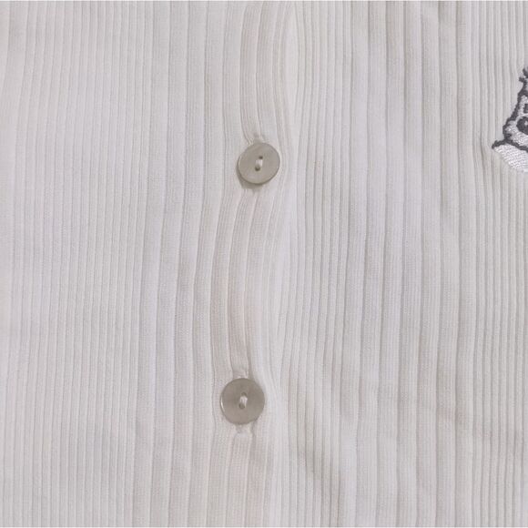 TinTin White Ribbed Button Up Lettuce Hem Top Girl's Size 14 - Picture 3 of 8